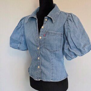 Levi's Blue Denim Puff Sleeve Shirt